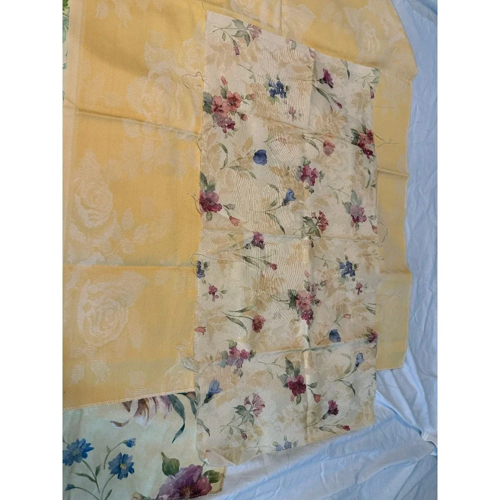 Lot of 6 yellow floral color design fabrics‎ leaves solid quality vintage new